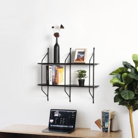 2-Tier Display Wall Shelf Storage Rack Wall Rack Holder Rack, 31.5 in x 28.3 in, black