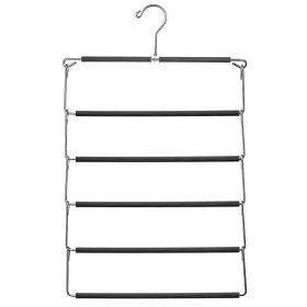 Metal Hanger 5-Tier Non-Slip Space-Saving Multiple Pants Organizer | Heavy Duty Hangers for Men and Women Closet Storage | Foldable Clothes Hanger for
