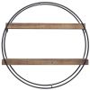 Industrial Round Wall Shelf;  Black Metal and Wood;  5.70 x 24.00 x 24.00 Inches
