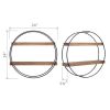 Industrial Round Wall Shelf;  Black Metal and Wood;  5.70 x 24.00 x 24.00 Inches
